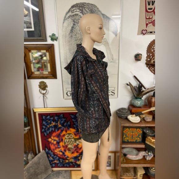 Hooded Cotton Canvas Jacket with Tribal Weave Printed Pattern - Picture 6 of 15